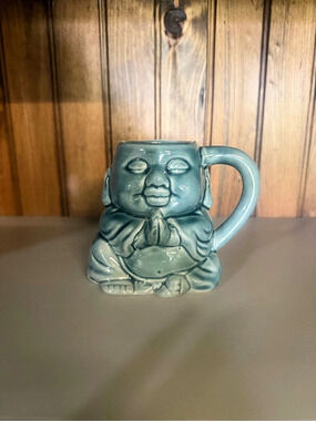 Meritage Buddha Praying 3D Figural Mug Stoneware Green